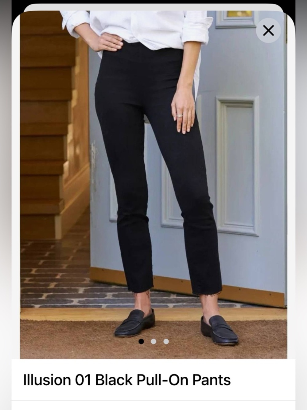 Frank & Eileen Illusion 01 Black Pull-On Pants Size 26 ✨ Made in USA Raw Hem